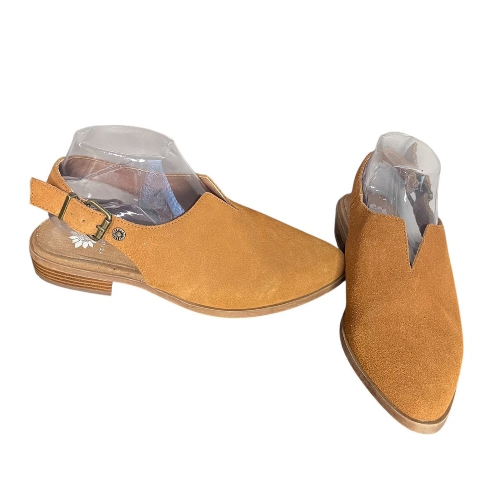 Yellow‎ Box Freedah Toffee Suede Slingback Pointed Toe Mules Sandals Size 8